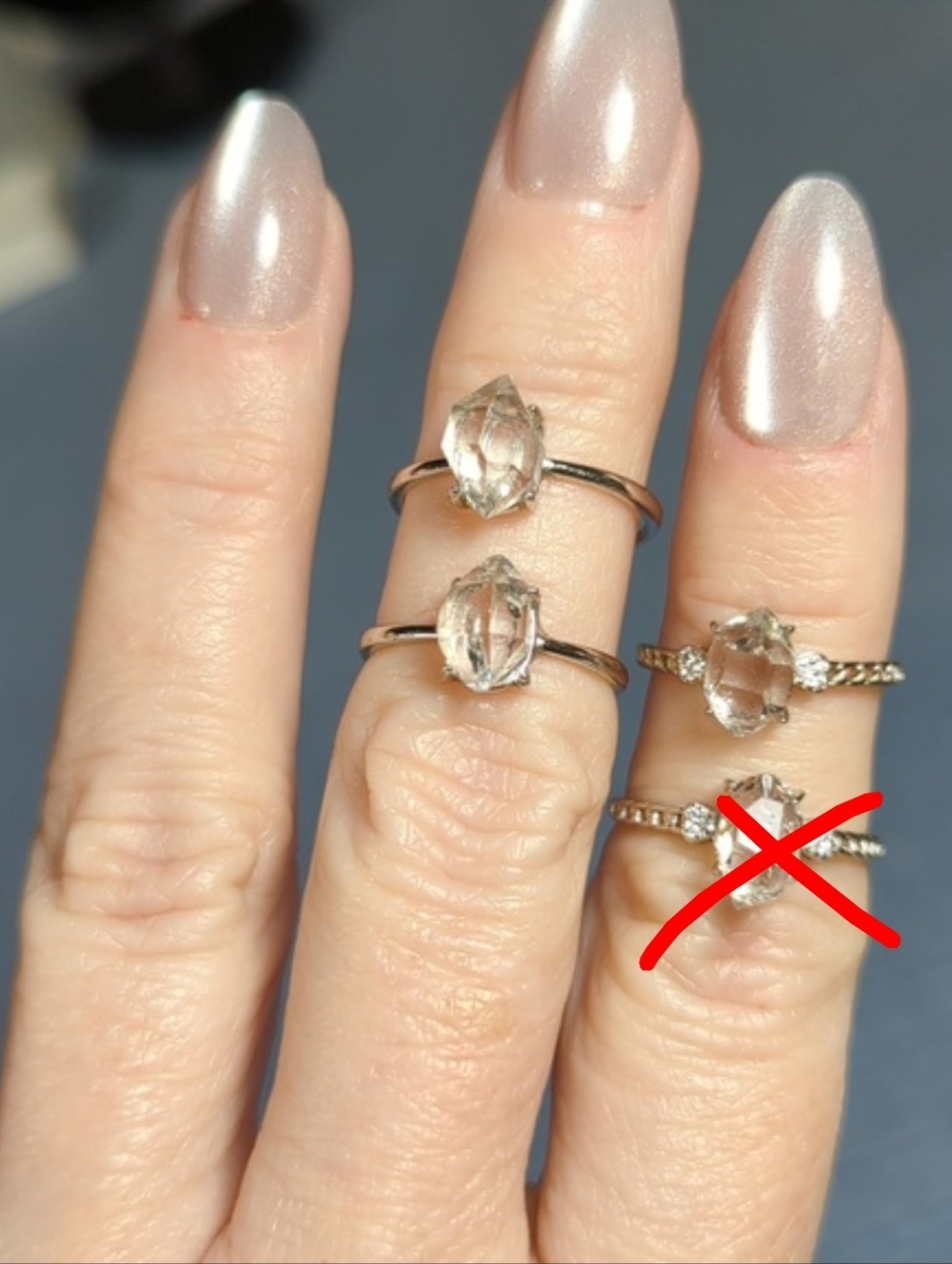 Herkimer Diamond Adjustable 925 Sterling Ring - Choice of one